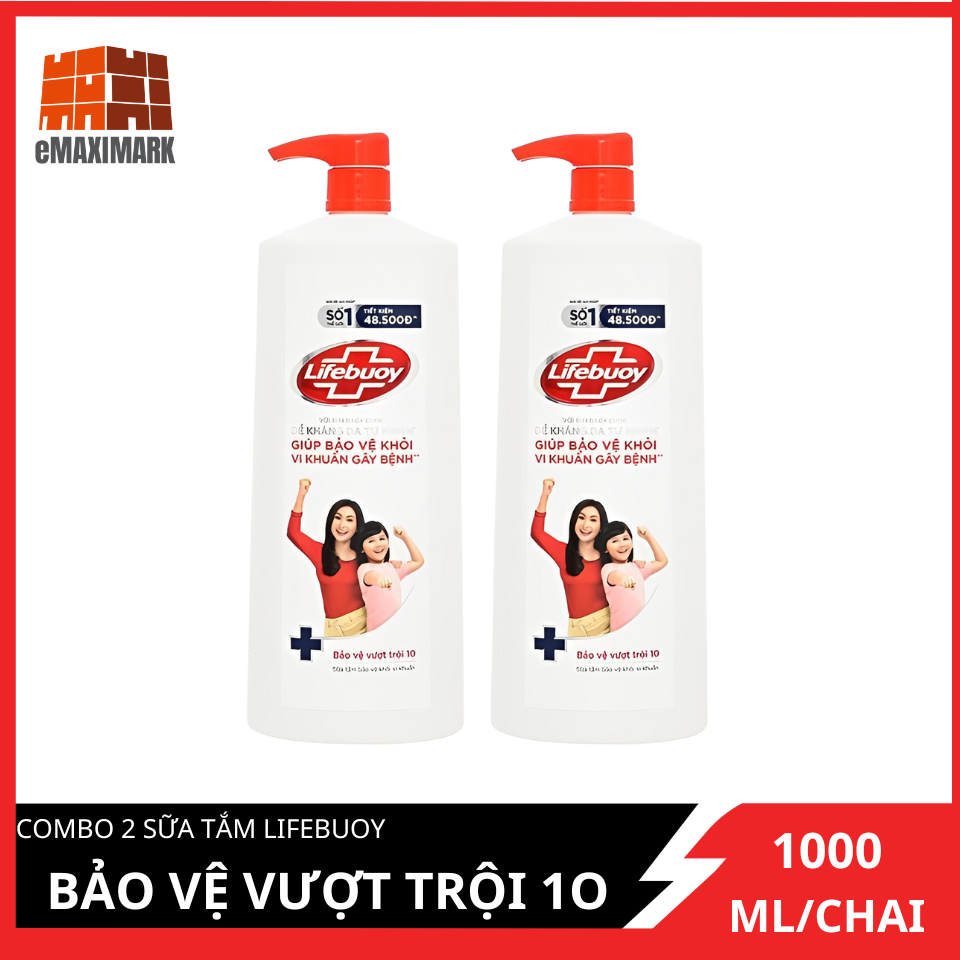 Combo 2 sữa tắm lifebuoy bảo vệ vượt trội 10 chai 1.1kg