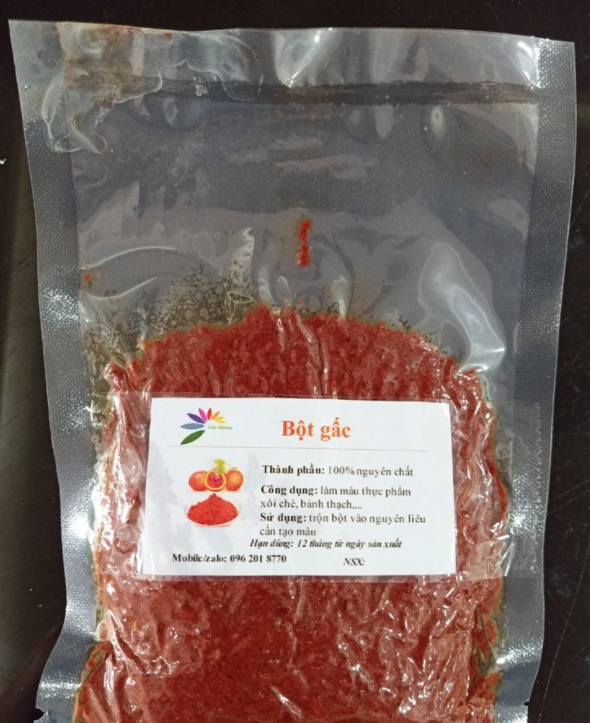 Bột gấc - nguyên liệu tự nhiên tạo màu đỏ cho thực phẩm, bánh kẹo túi 25gr