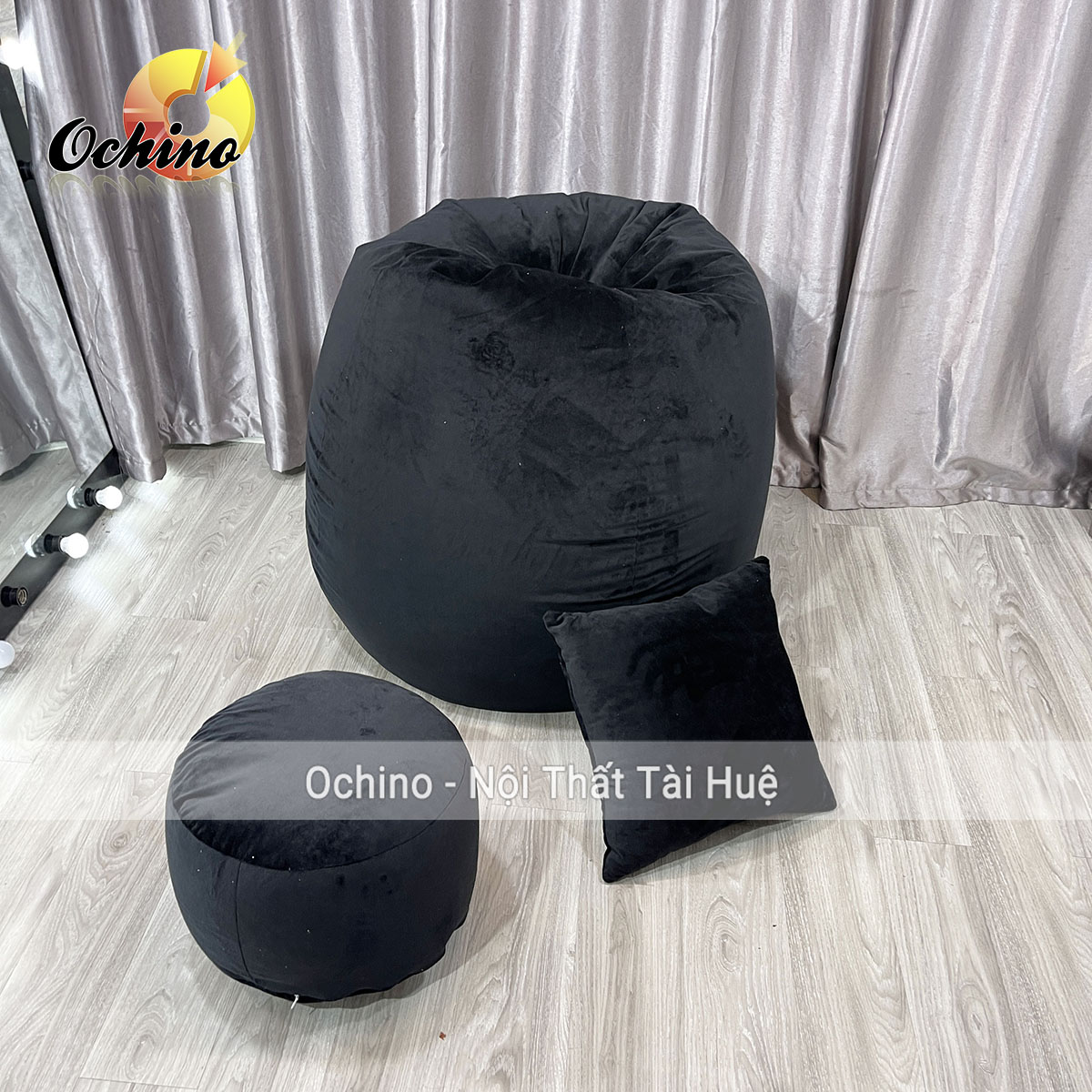 Combo bộ ghế lười hạt xốp size to 1m2-90 một màu sang chảnh gồm 3 món
