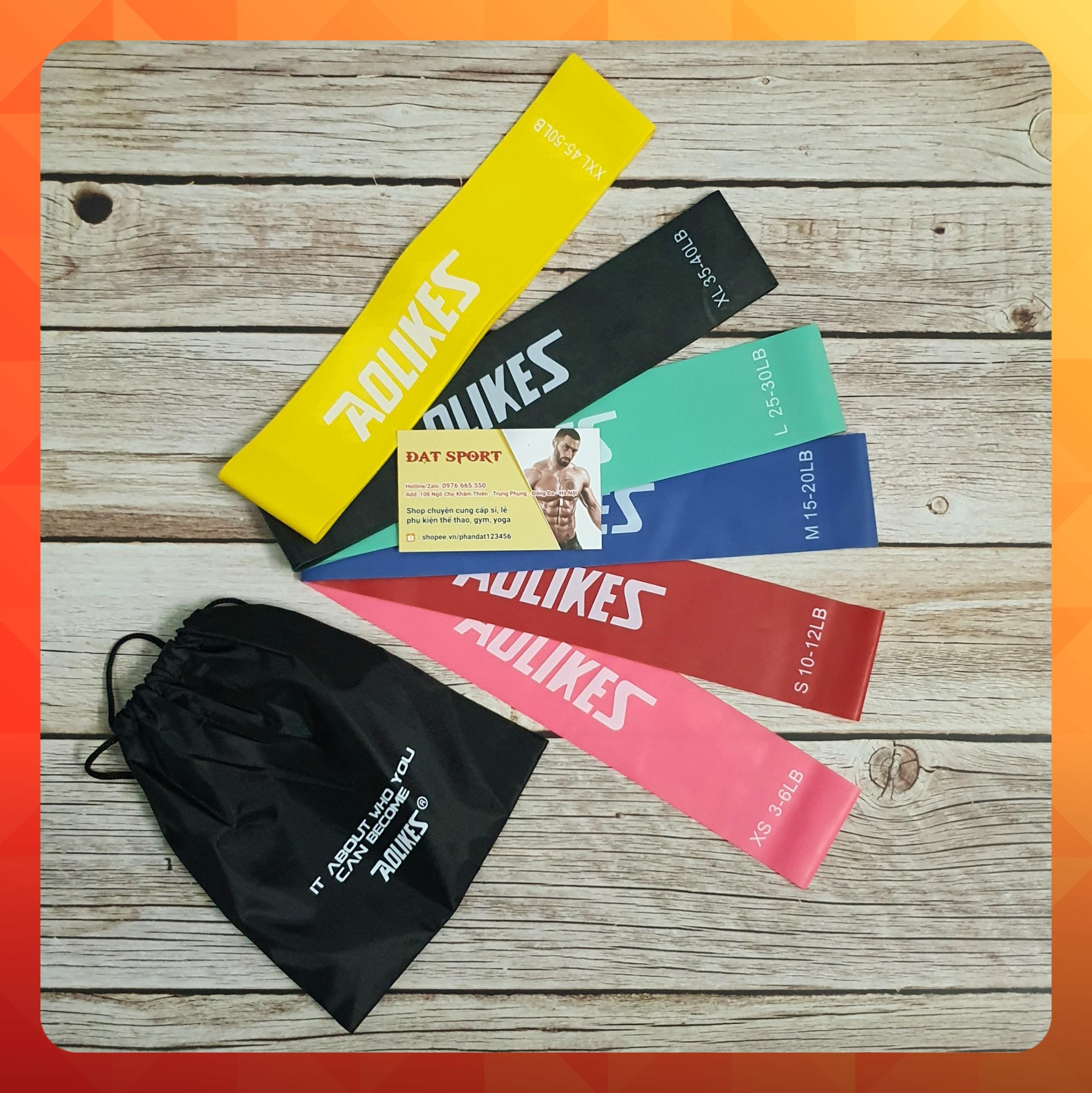Bộ 6 Dây MiniBand Aolikes Đàn Hồi Kháng Lực Tập Mông Đùi , Tay , Vai , Lưng , Bụng , Gym , Yoga , Thể Thao , Thể Dục Tại Nhà , Ngoài Trời , Phòng Tập