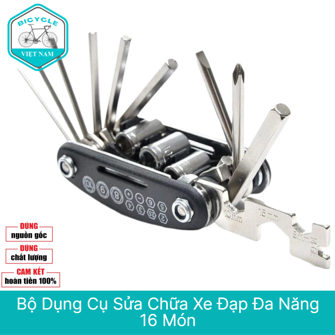 Bộ Dụng Cụ Sửa Chữa Đa Năng Xe Đạp 16 Món – Tiện Lợi, Gọn Nhẹ, Dễ Sử Dụng