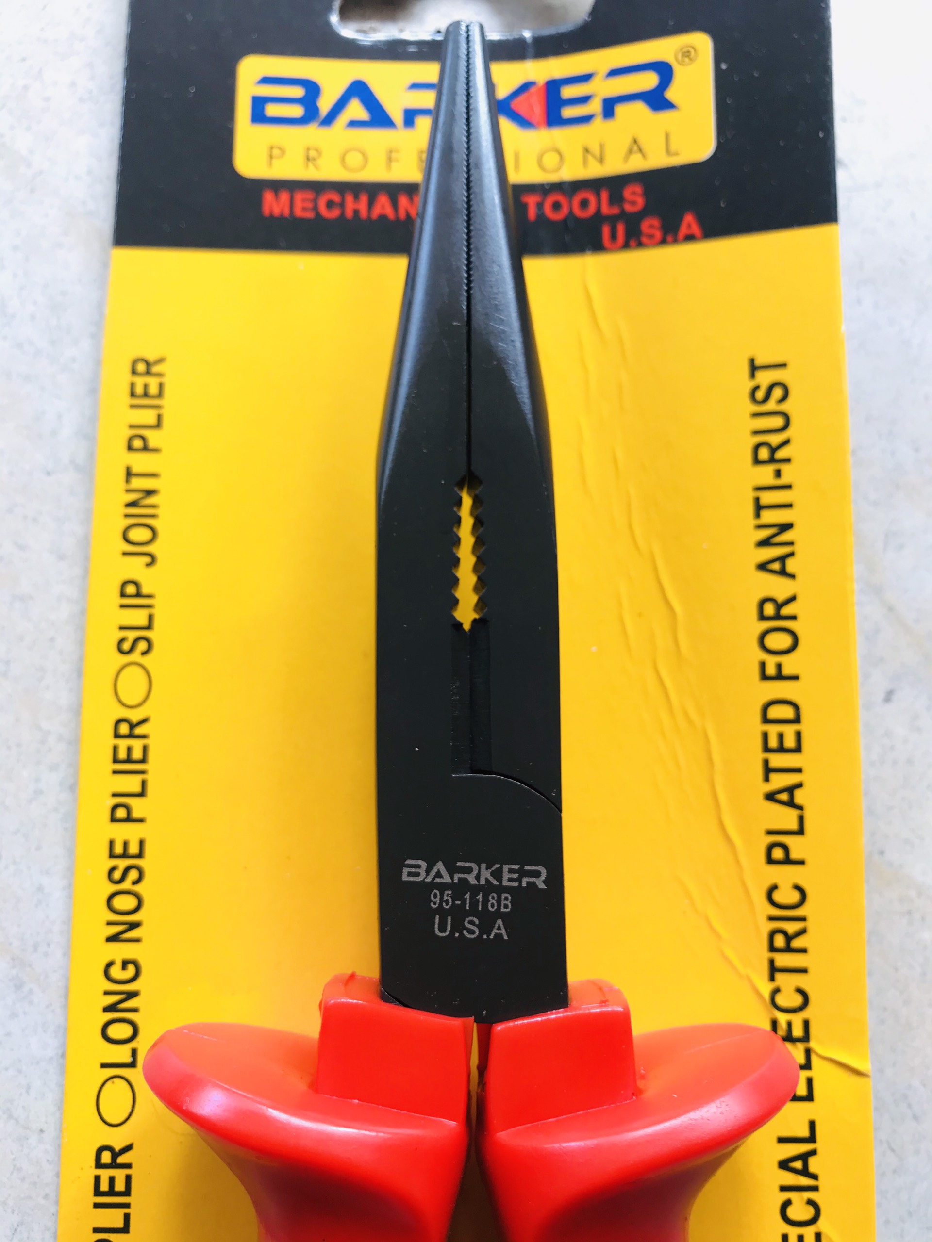 Kìm nhọn 7-1/2" đen đỏ BARKER 95-118B