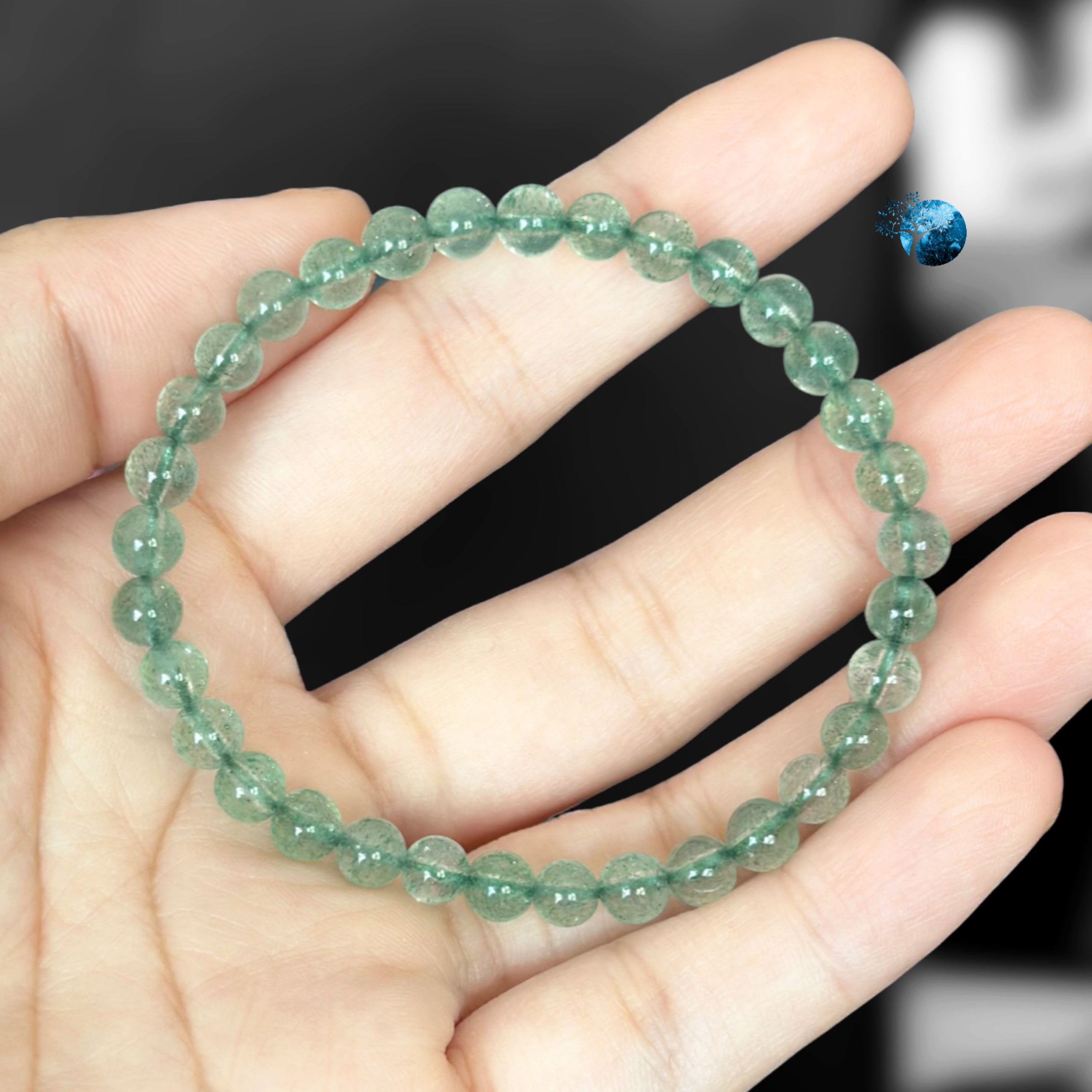 Vòng tay đá thạch anh dâu tây xanh 4.5mm
