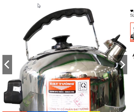 Ấm điện đun nước đạt tường 5l ruột cốc vuông có còi