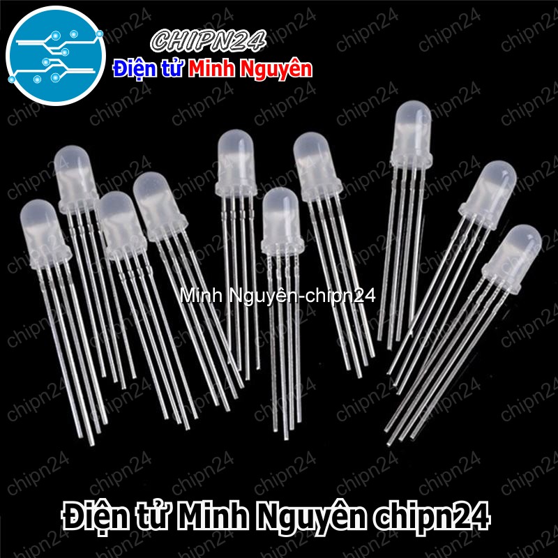 [10 con] (TK18, H16) Led 5mm Đục 7 Màu RGB 4 chân Âm chung - HH001894