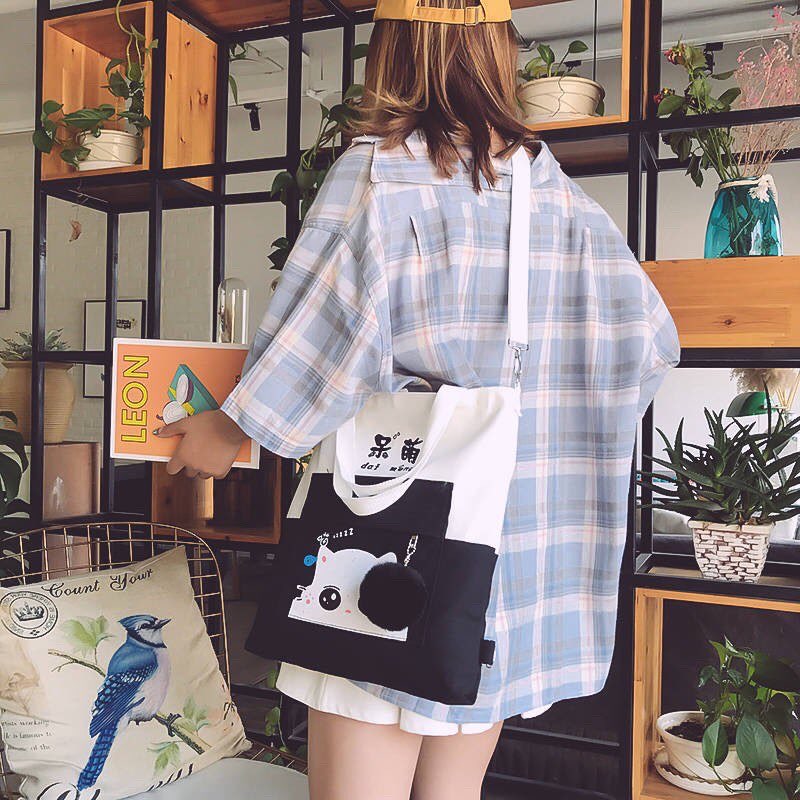 [HCM]CỰC HOT Túi Tote dai meng thời trang phong cách Hàn Quốc nữ siêu hot thích hợp đi ăn uống cafe nhà hàng dã ngoại thiết kế tỉ mĩ hợp thời trang - Túi Tote Mèo Mắt Long Lanh