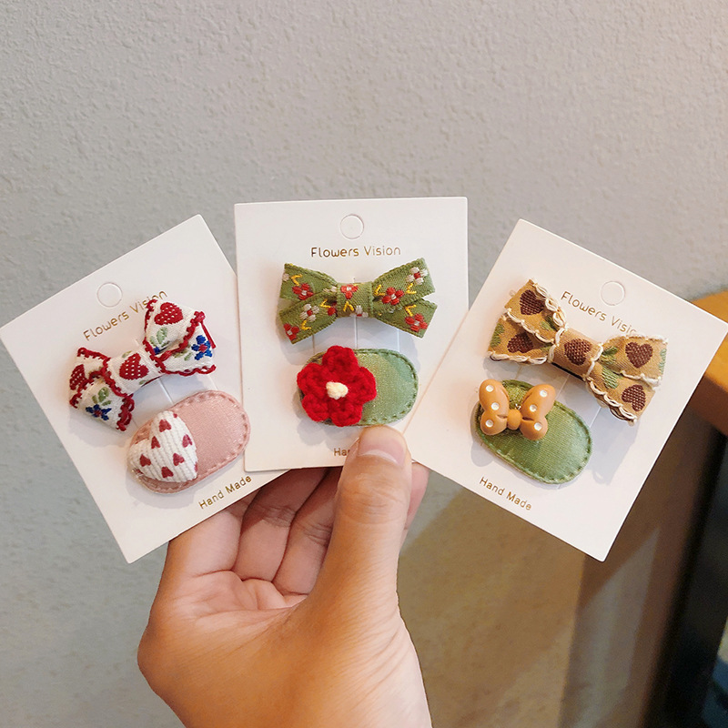 Set 2 Kẹp Tóc Nơ Hoa Cho Bé Gái