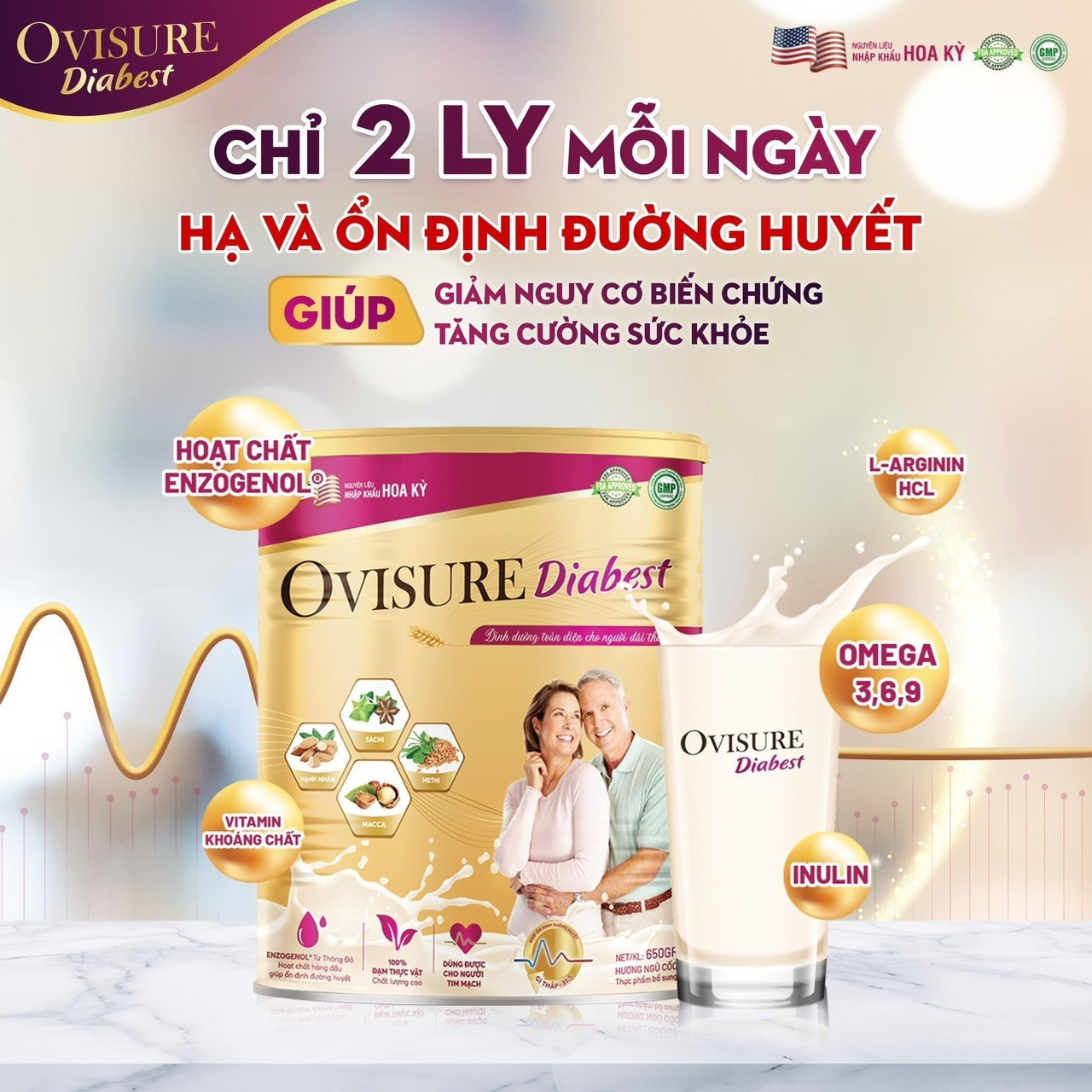 Sữa Hạt Tiểu Đường Ovisure Diabest 650g ( CAM KẾT HÀNG CHÍNH HÃNG )