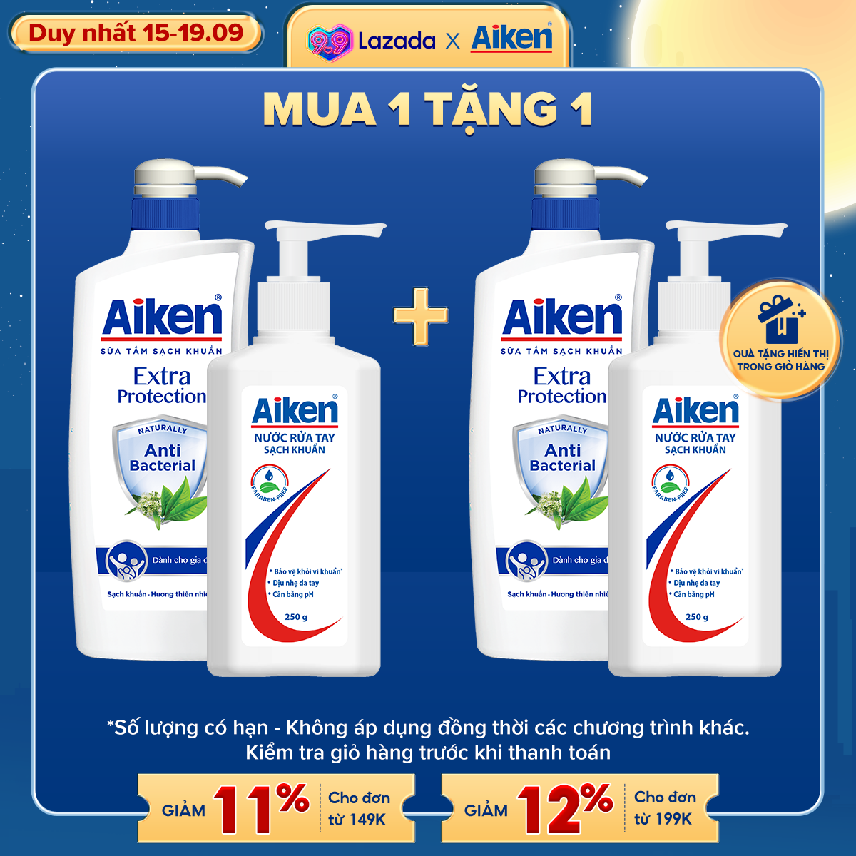 Sữa tắm Trà Xanh 850g + Nước rửa tay 250g
