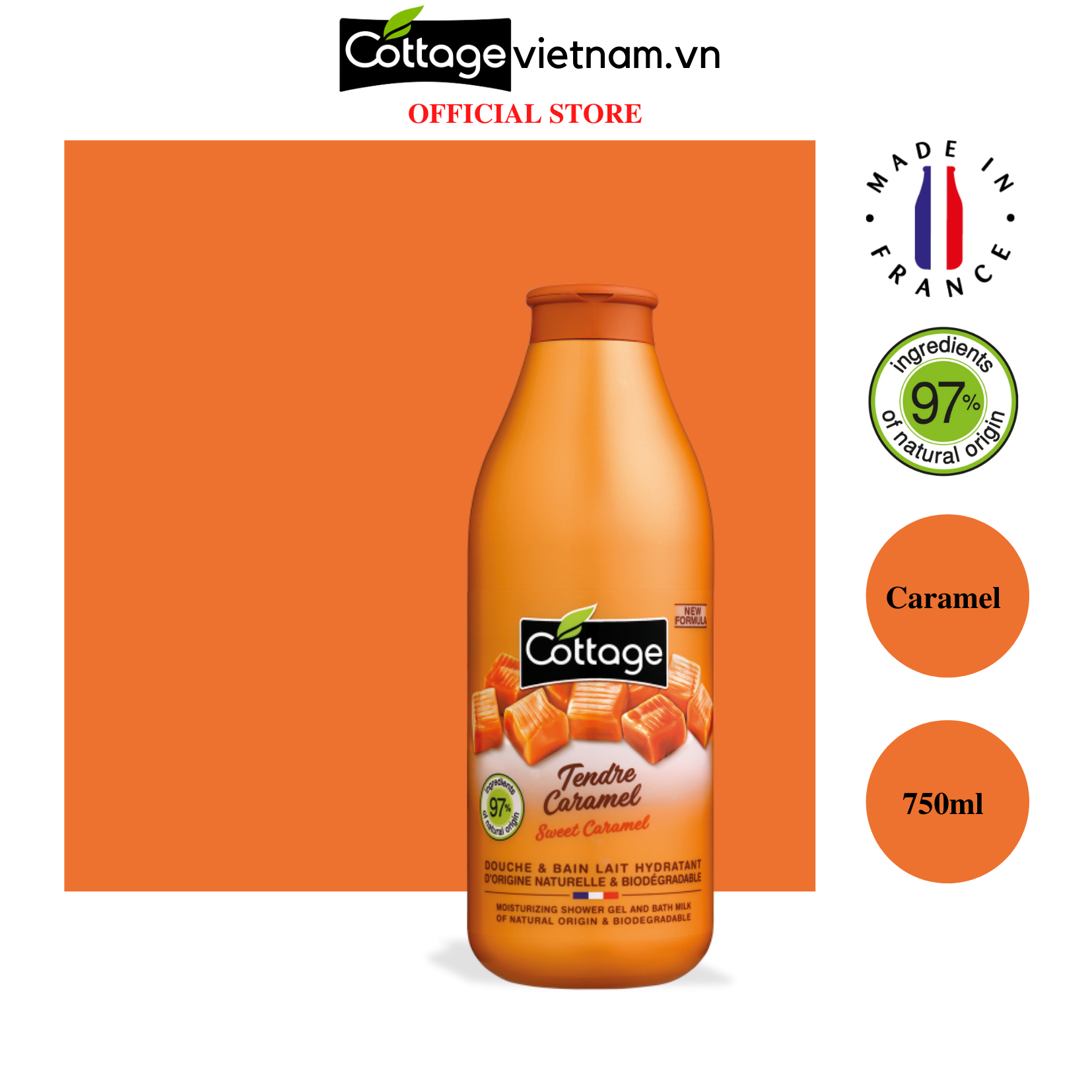[Chai lớn 750ml-Đủ mùi]- Sữa tắm Cottage chính hãng của Pháp