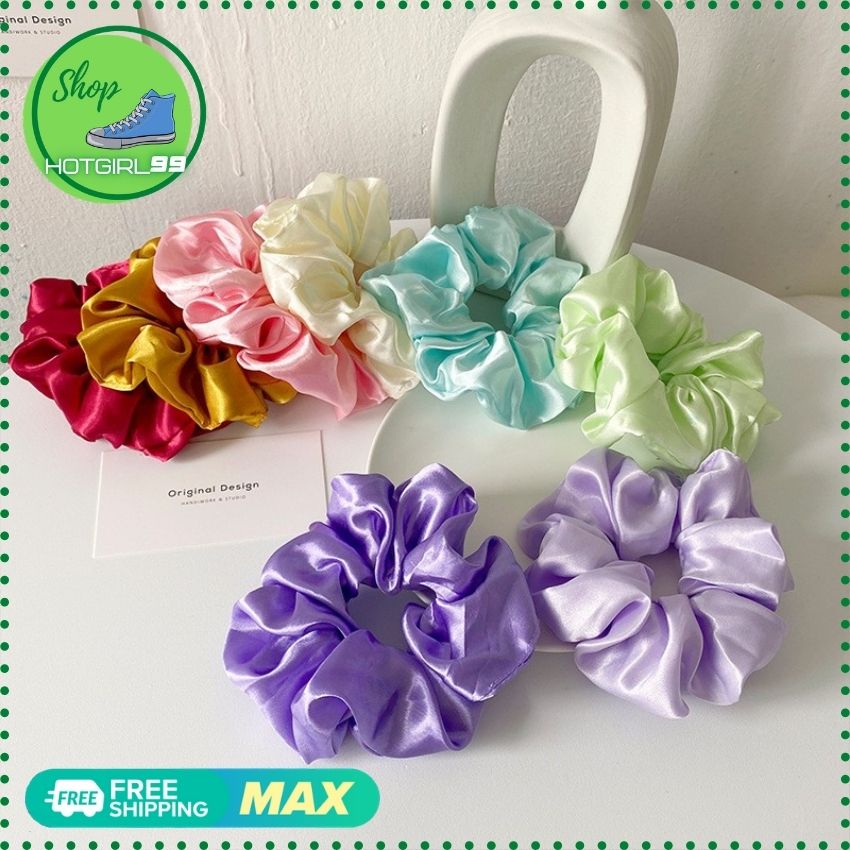 Buộc tóc Scrunchies ,dây cột tóc vải phi bóng siêu dễ thương, dây cột tóc lưới phi bóng thời trang 8 màu - CTPB01 - Hotgirl 99