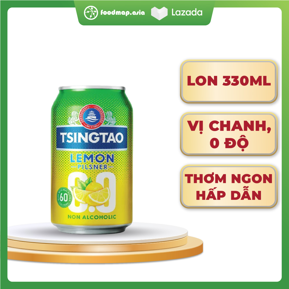 Bia Tsingtao Chanh 0 Độ (330ml/lon) - Foodmap - DATE 11/8/2024