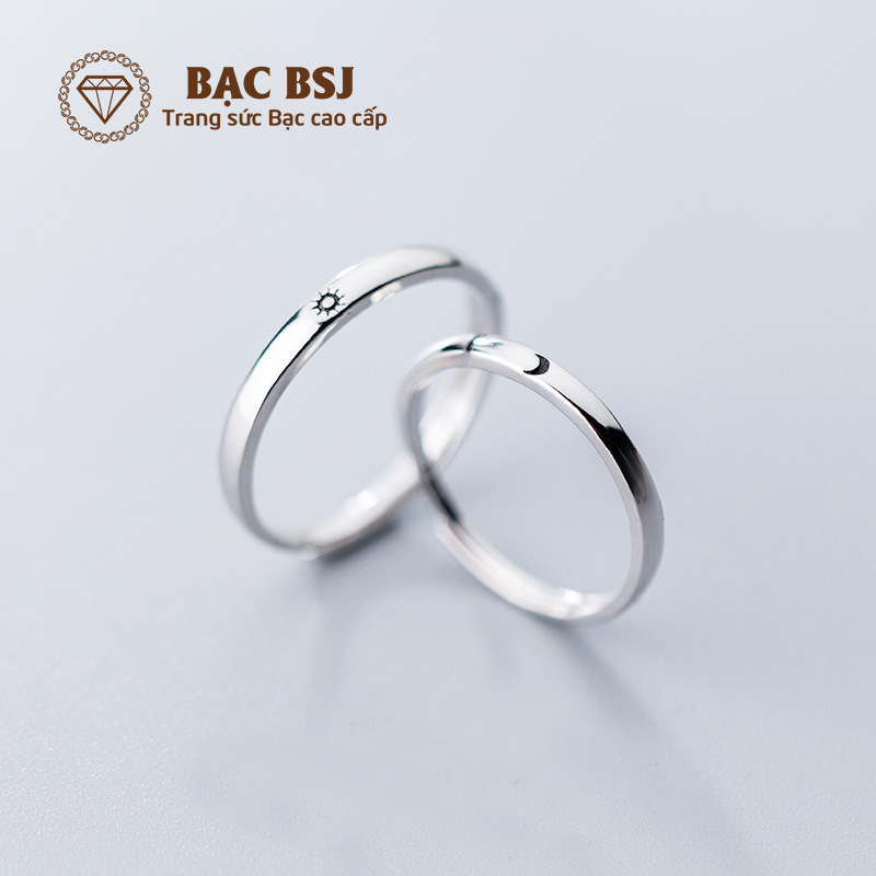 Nhẫn đôi bạc, nhẫn đôi đẹp bạc S925 cao cấp. Bạc BSJ