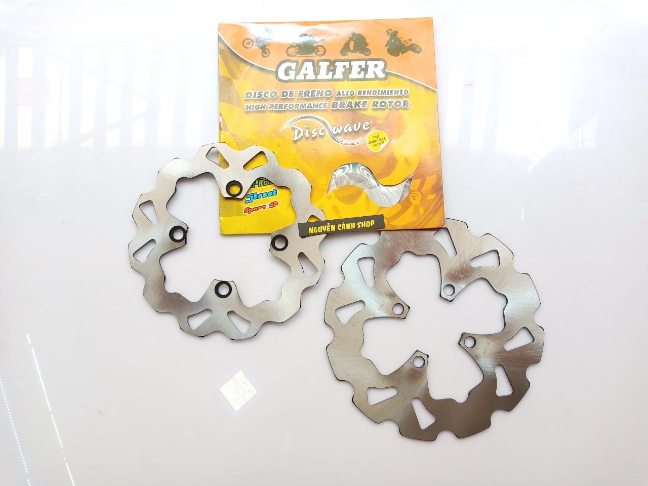 đĩa thắng xe exciter 135 galfer 1 cặp trước sau mẩu 2 râu lớn