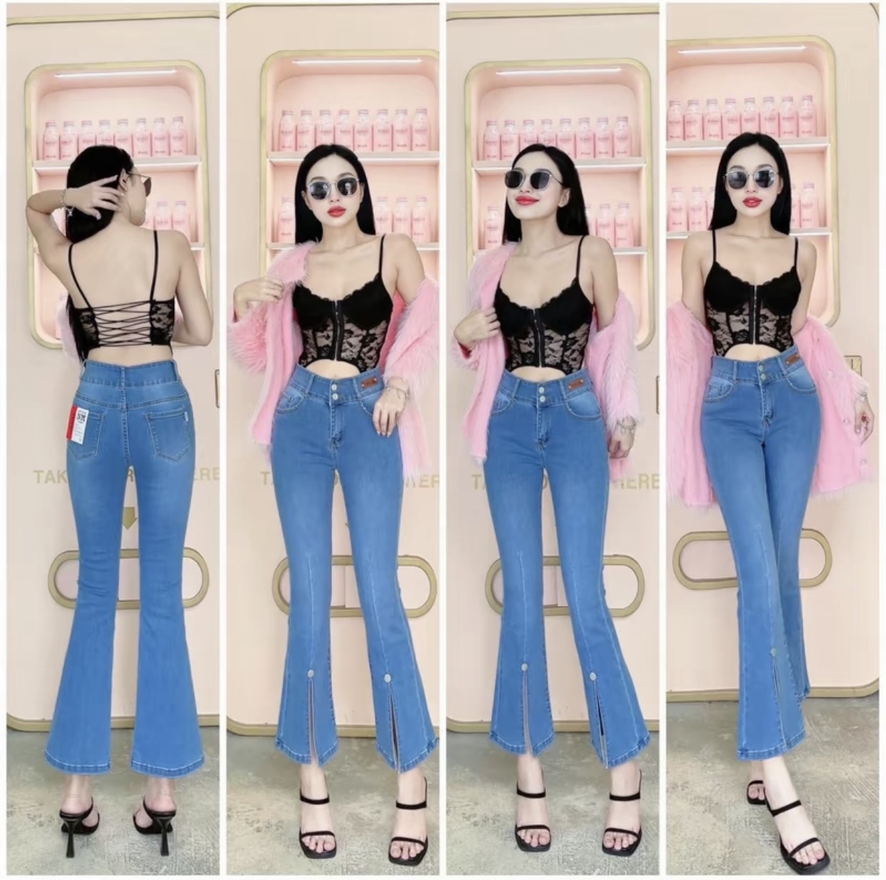Quần jean, quần bò nữ lưng cao co giãn tôn dáng