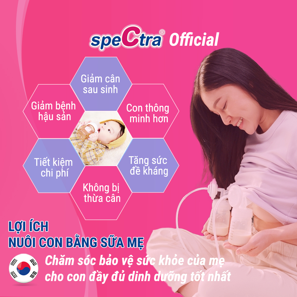 Máy Hút Sữa Điện Spectra M1 Chính Hãng Hàng Hàn Quốc – Có Pin sạc Tích Điện, Nhỏ Gọn, Êm Ái, BH 1 Năm
