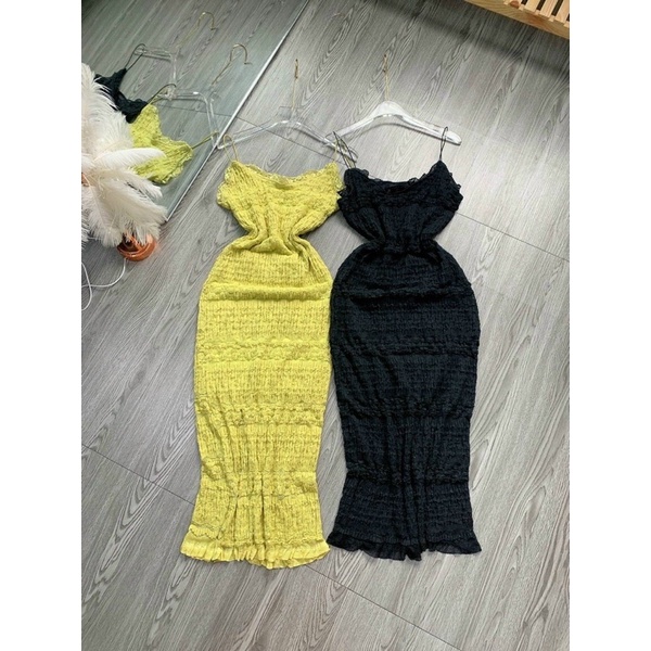 Đầm dây body ren from dài 2 lớp