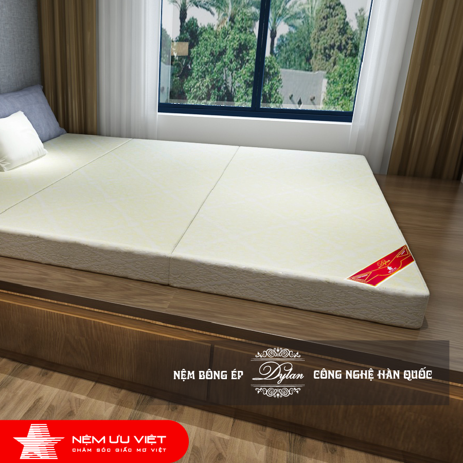 Nệm bông ép gấp 3 Dylan Ưu Việt 1m6 x 2m0 x 5cm