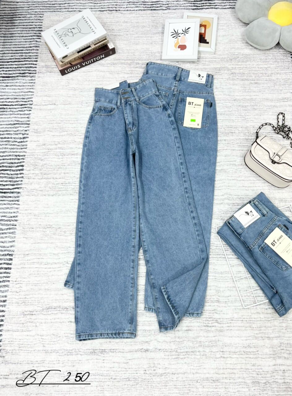 Baggy jeans ống suông 2 nút
