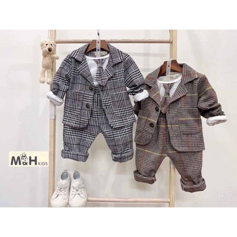 (Tổng Kho Sỉ) - Sét Vest Dạ 3 Chi Tiết Cho Bé Trai (12-25Kg)
