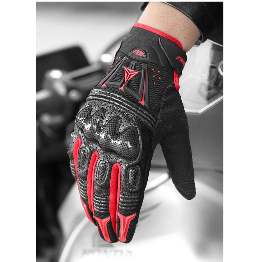 Găng Tay Da MOTO-WOLF Gù Carbon Full Ngón [ 1 Đôi ]
