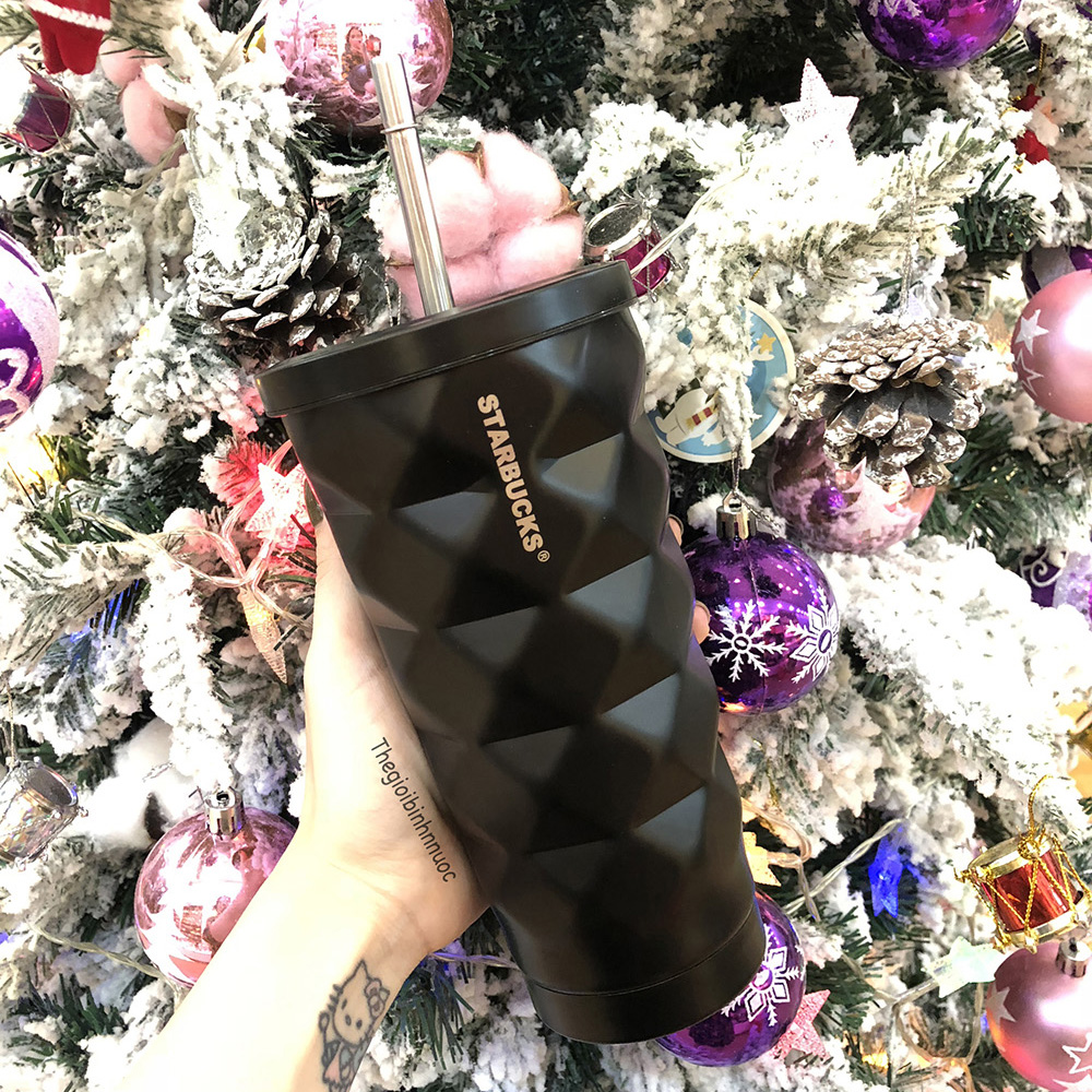 [HCM]Ly Cold Cup Starbucks Tumbler Đen B227