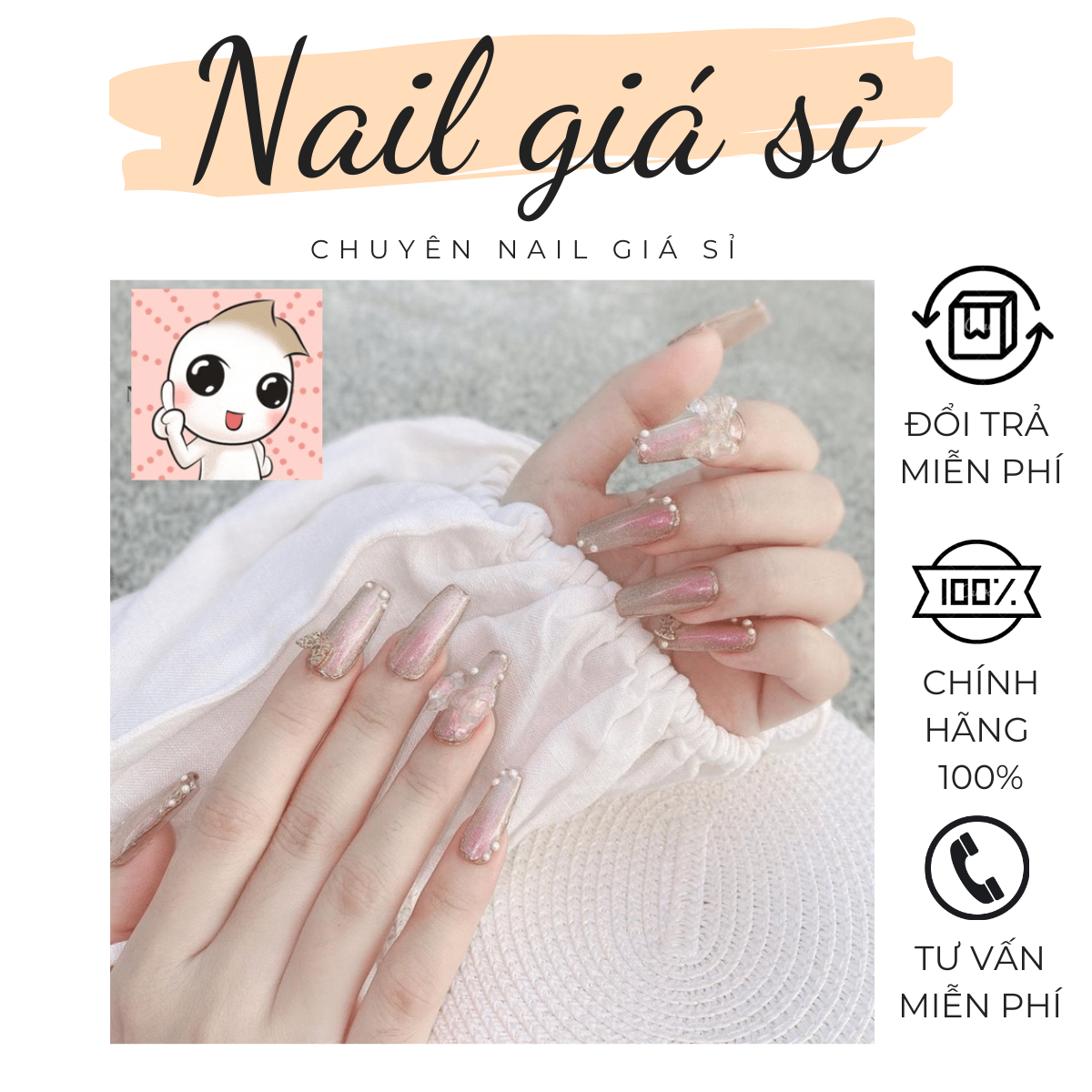 [HCM]Set 500 Móng Nối Tay form Hàn đủ size từ 0 đến 9