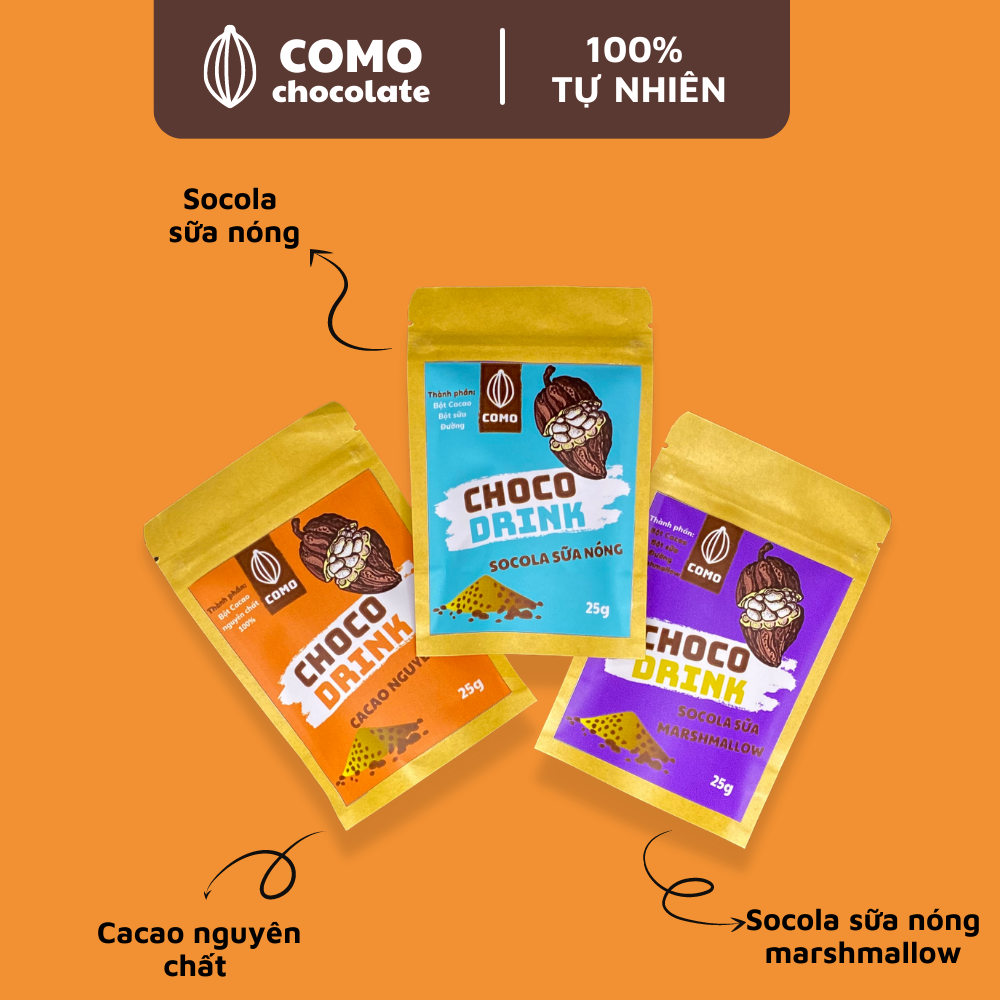 Bột socola sữa 3 trong 1 thơm béo đậm đà 25g Como Chocolate