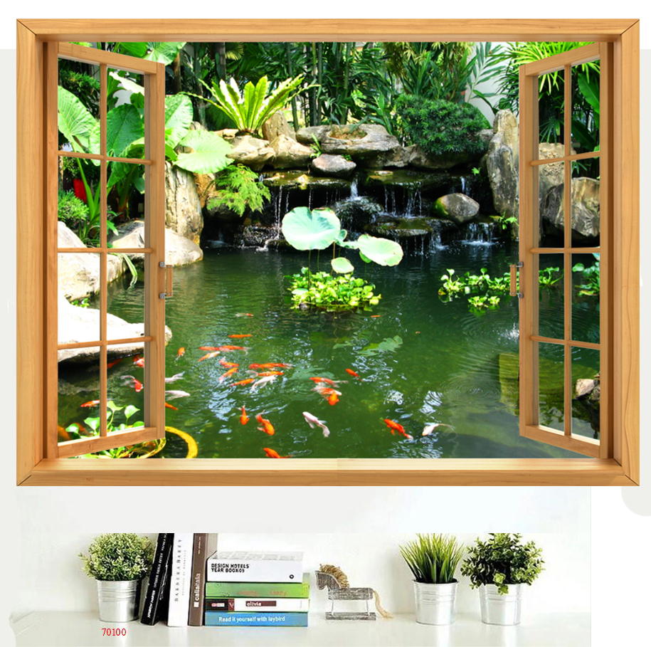 Tranh dán tường 3D cửa sổ nhiều mẫu lựa chọn