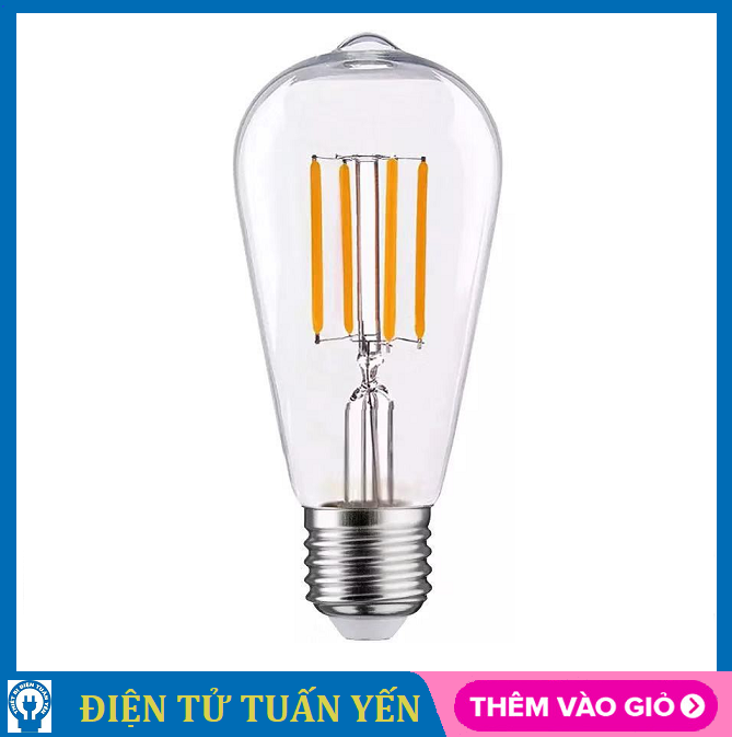 Bóng đèn led Edison ST64 công suất 4W, chất liệu thủy tinh, đui E27 ánh sáng vàng ấm