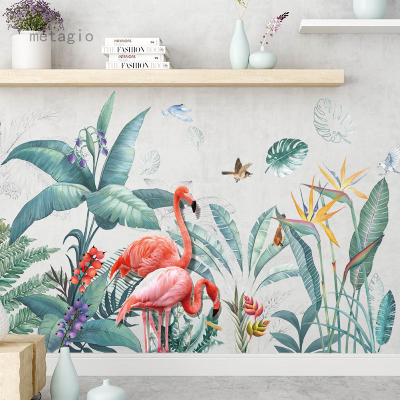 Dán Tường Hình Chim Hồng Hạc Metajio Đề Can Dán Tường Hình Động Vật Tự Làm Bằng Nhựa Vinyl Để Trang Trí Phòng Ngủ Cho Bé