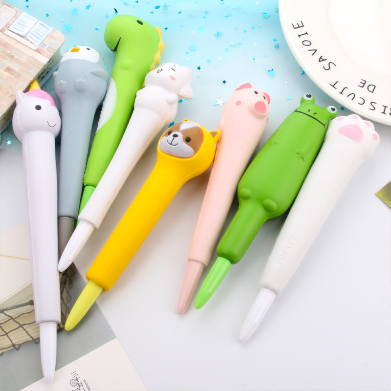 Combo 2 bút squishy gel mực đen - Mèo đeo nơ