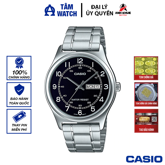 Đồng hồ nam dây kim loại Casio Standard chính hãng Anh Khuê MTP-V006D-1B2UDF (38mm)