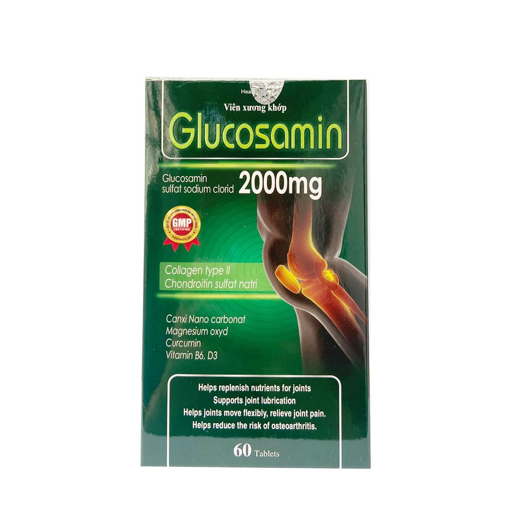 Viên uống bổ xương khớp Glucosamin 2000mg Giảm đau nhức mỏi xương khớp hiệu quả - Hộp 60 viên dùng 1 tháng