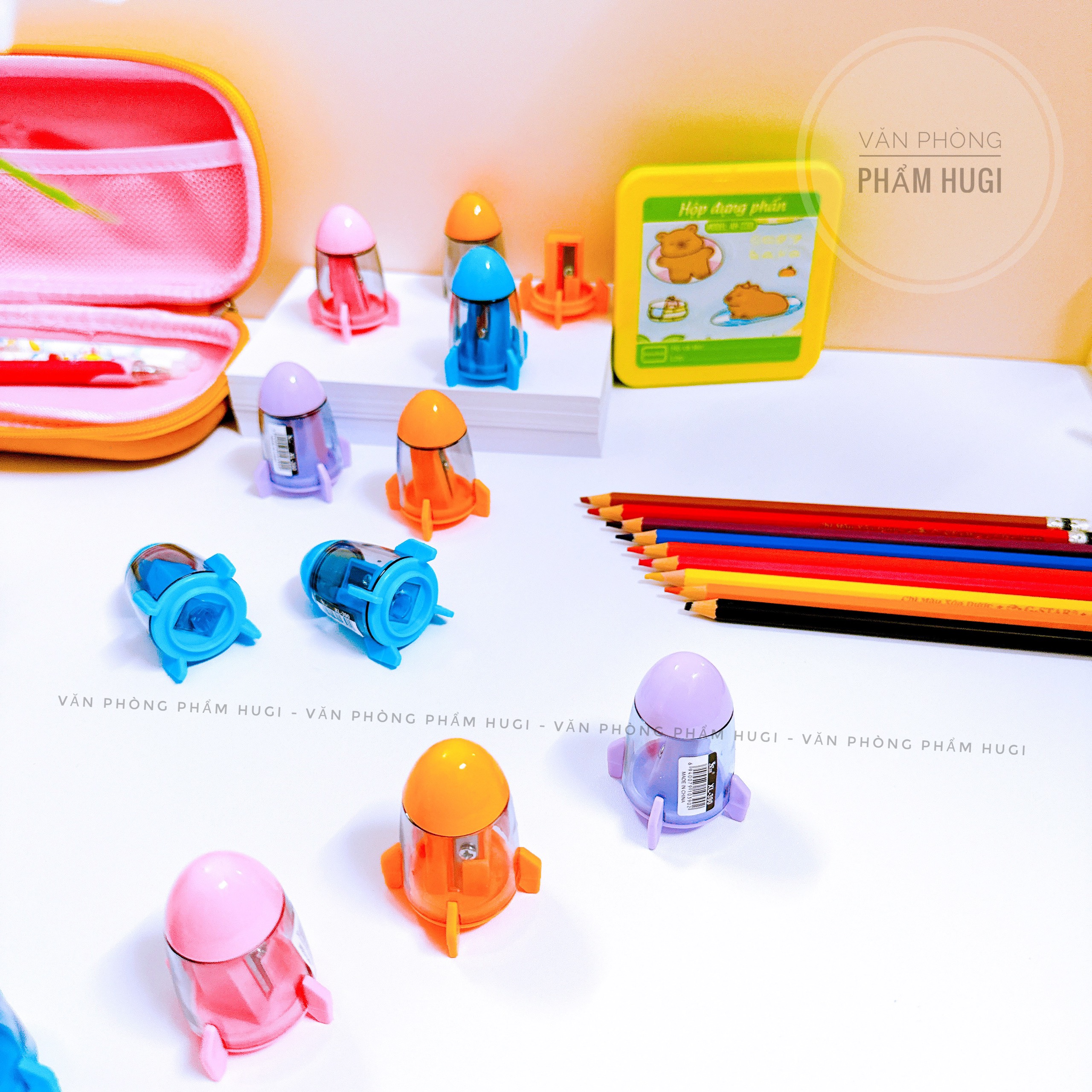 Student cute rocket pencil sharpener set 4 PCs