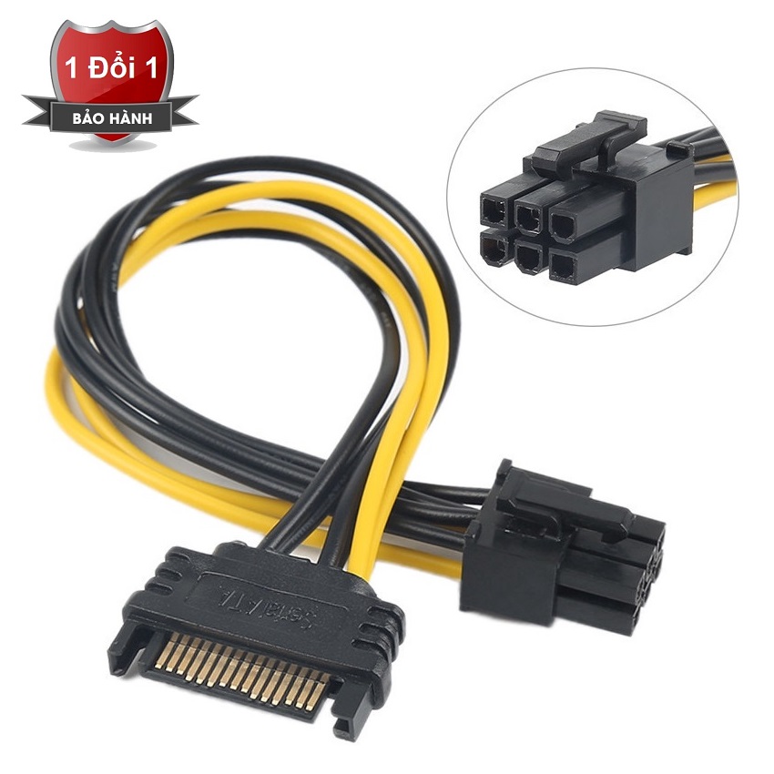 Cáp chuyển đổi nguồn SATA sang IDE 6 Pin - Dây nguồn card màn hình, nguồn sata sang 6 pin