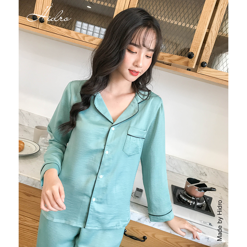 HIDRO Bộ pijama tằm trơn