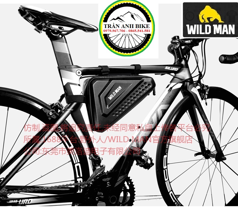 Túi tam giác treo khung sườn xe đạp Wild Man ES19 vân carbon