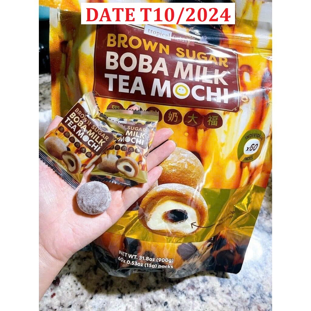 Bánh Mochi trà sữa trân châu đường đen 900G  DATE T10 2024