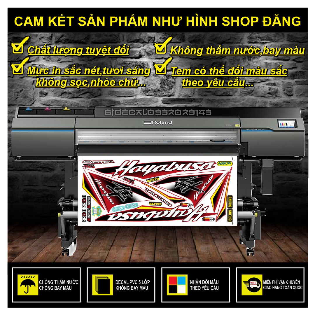 FREESHIP-- TEM RỜI EXCITER 150 HAYABUSA DÁN XE ĐỎ