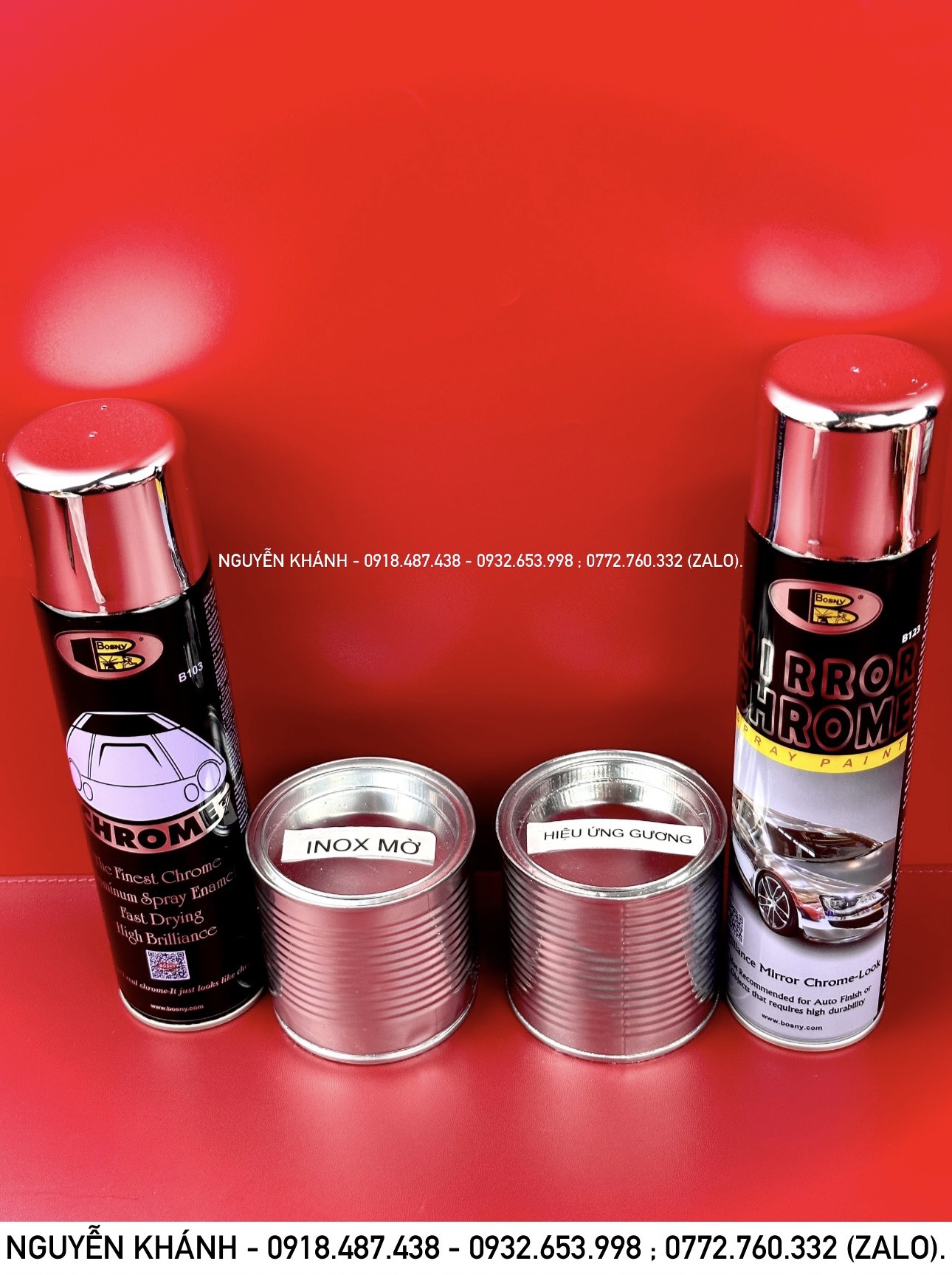 Sơn xịt mạ inox chrome Bosny(B103) - inox mờ nhám