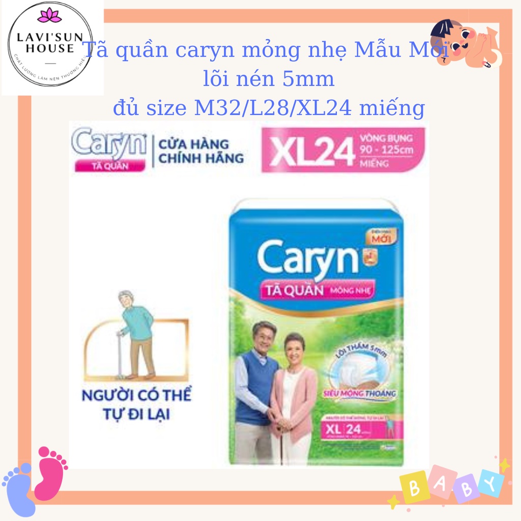 Tã quần caryn L28 XL24 gói lớn siêu tiết kiệm dễ mặc chống tràn dành cho