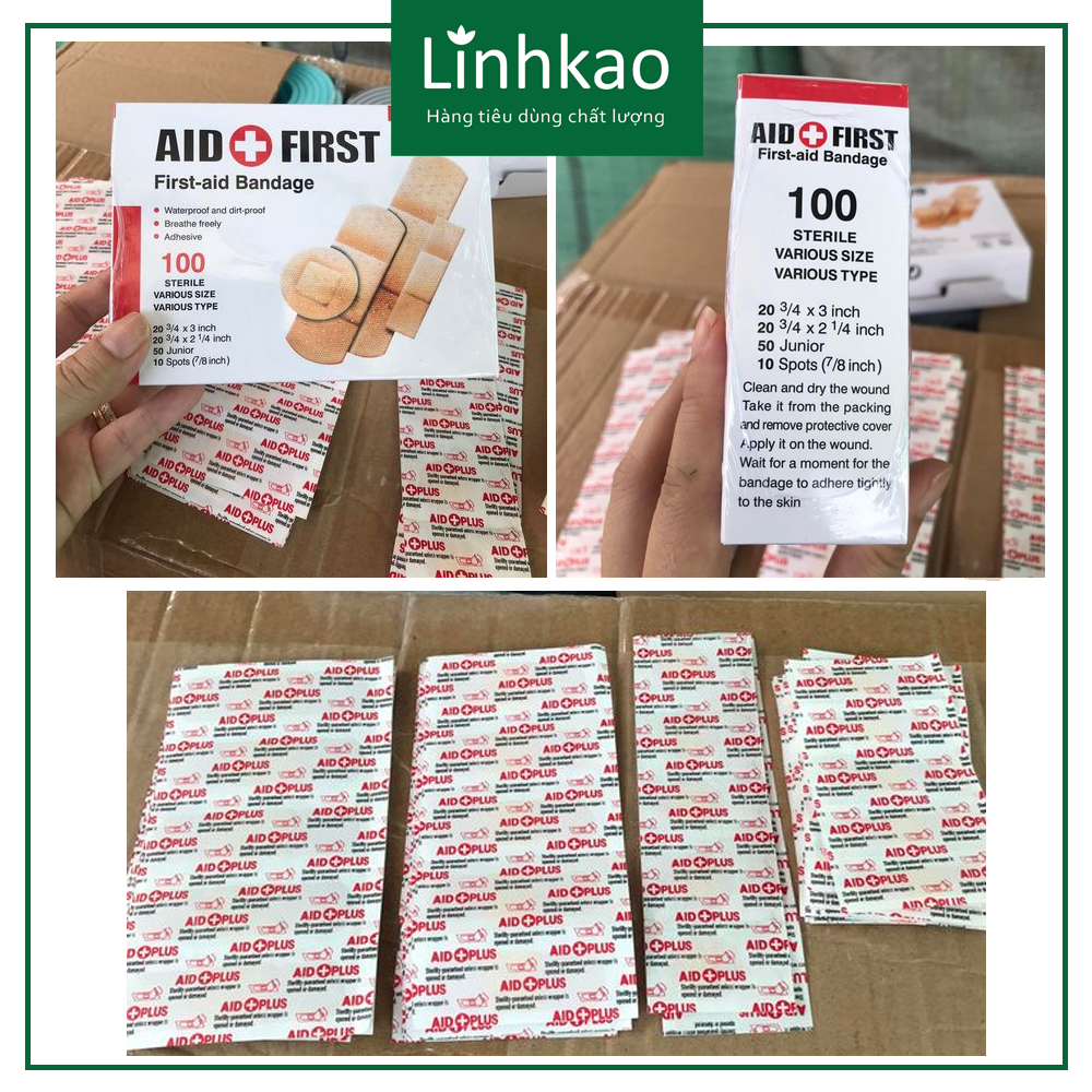 [Hộp 100 cái] Băng keo cá nhân AID FIRST