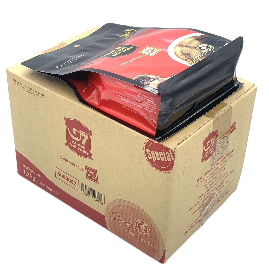 Cà phê G7 hòa tan ĐEN( Không Đường Sữa) Trung Nguyên( Thùng 6 Túi x 100 Gói)