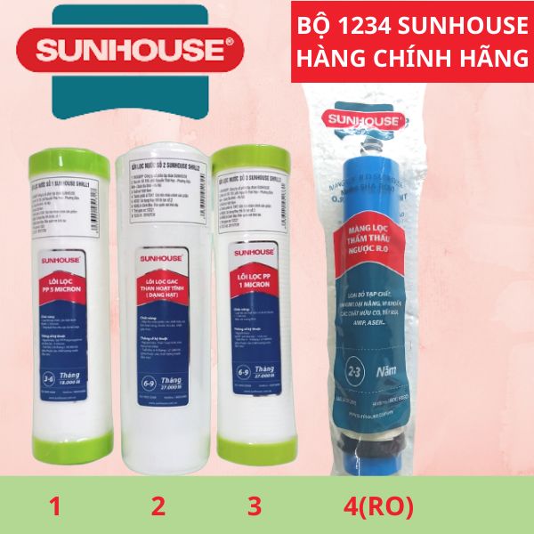 COMBO LÕI 1234 SUNHOUSE (Lọc thô 123+ màng RO)