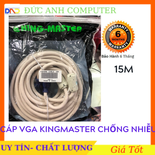 Cáp VGA KINGMASTER 15M Chống Nhiễu- Chính Hãng 100%- Chất Lượng Tốt- Bảo Hành 6 Tháng- 1 Đổi 1- Hình Ảnh Truyền Ổn Đụnh , Sắc Nét