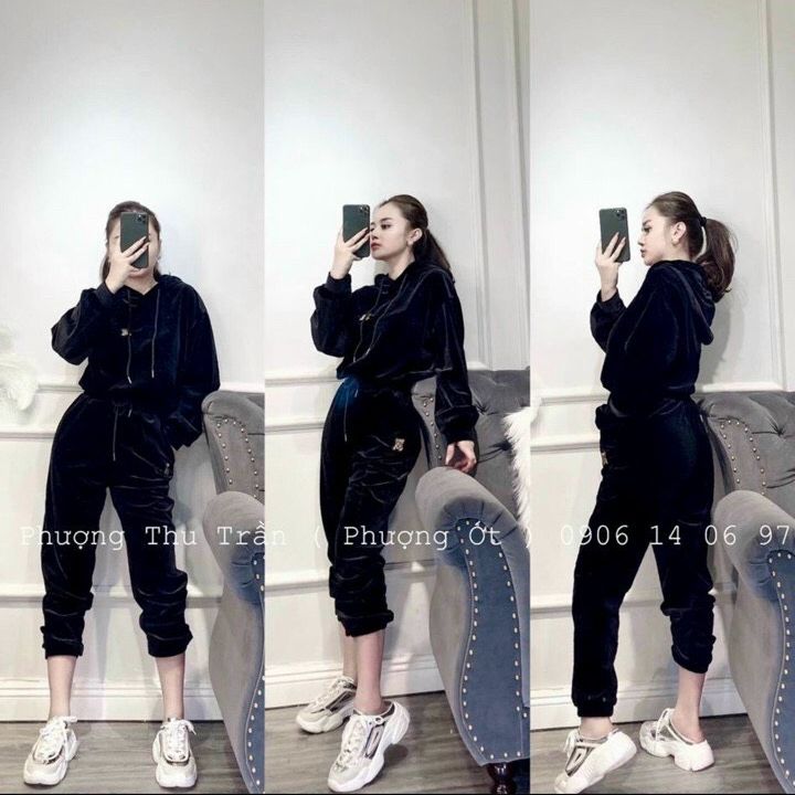 Bộ thể thao nhung bo gấu