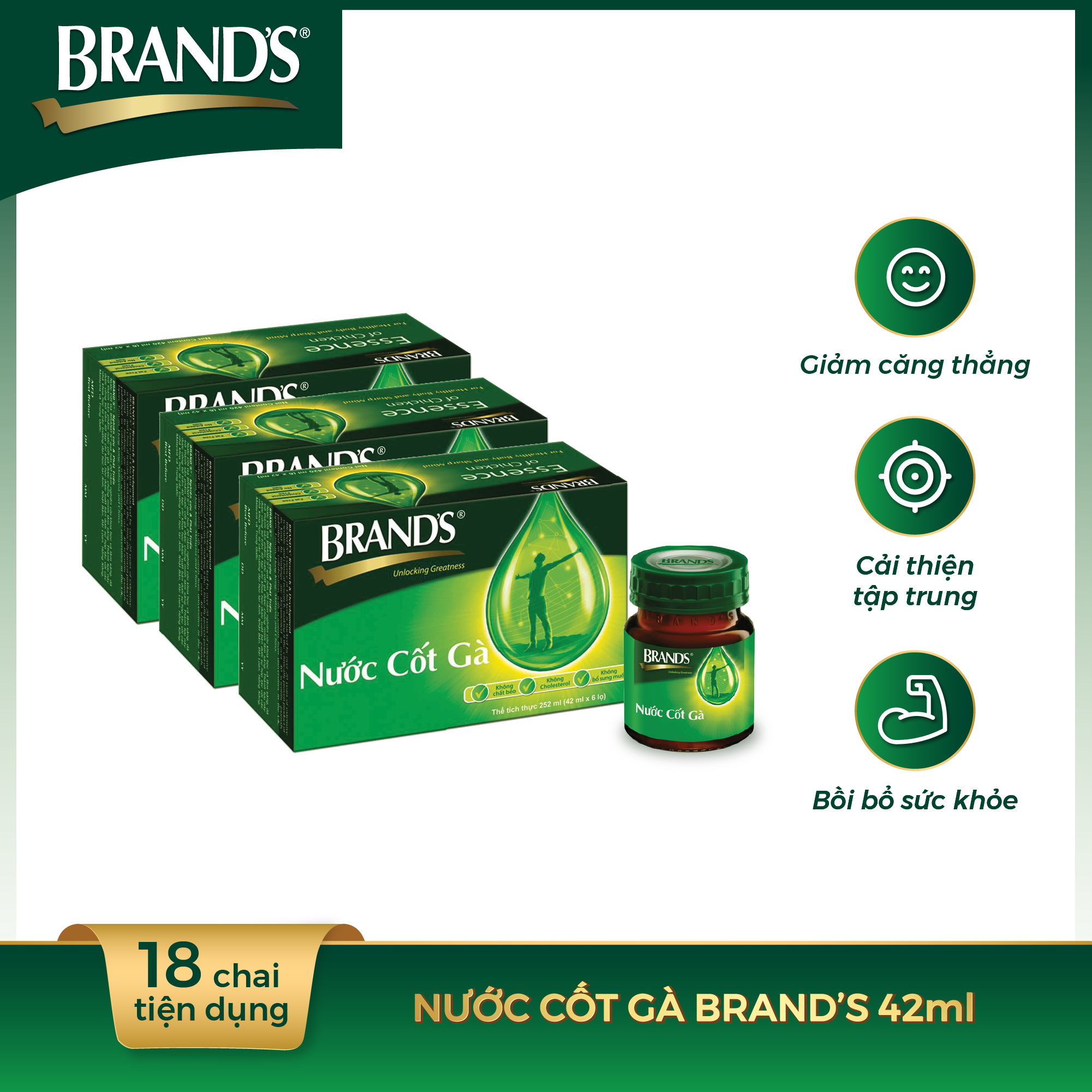 Combo 3 Hộp 6 Chai Nước Cốt Gà BRAND'S (42ml/Chai)