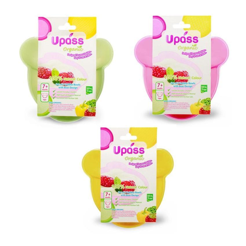 Bộ 3 bát ăn dặm hữu cơ hình gấu UPASS