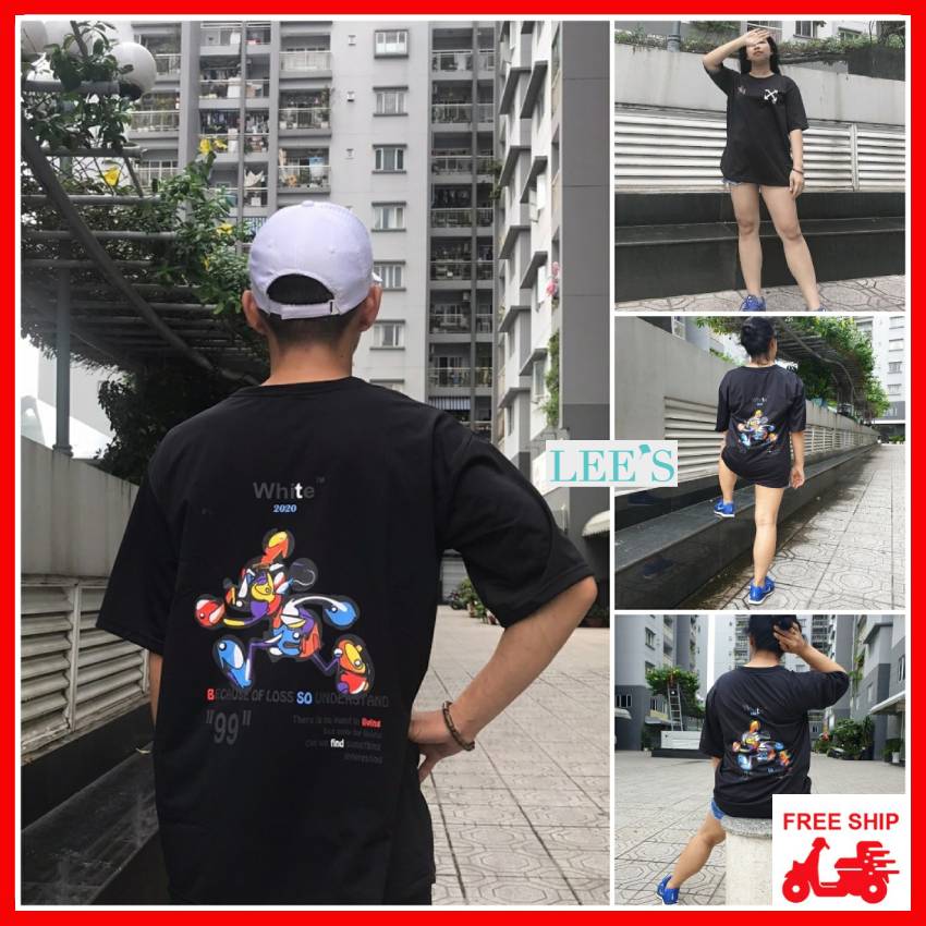 [MẪU HOT TREND 2020] ÁO THUN UNISEX NAM NỮ form rộng tay lỡ - Freesize 40-70kg -Dành cho cả Nam và Nữ (2 màu đen -trắng) - LEE'S HOME